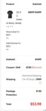 15OFF coupon verification screenshot