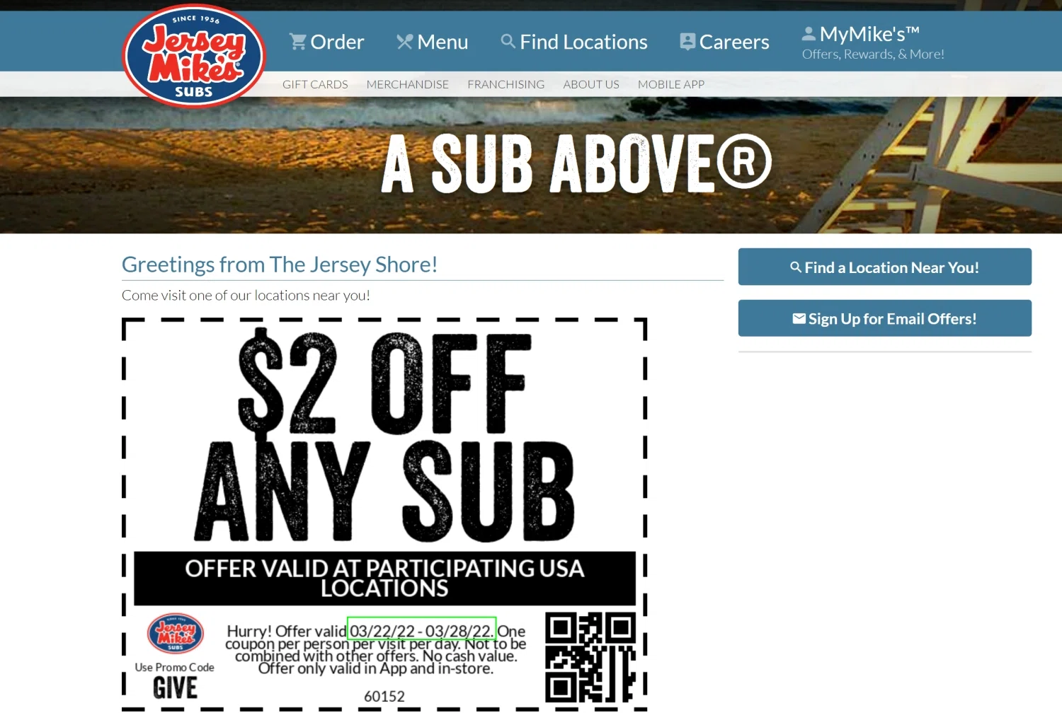 2 Off Jersey Mike's Subs Coupon Codes Nov 2022 SimplyCodes