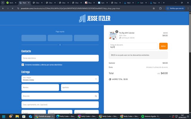 Jesse Itzler checkout page showing Jesse Itzler discount code box | Screenshot taken by SimplyCodes community member on Apr 20, 2025