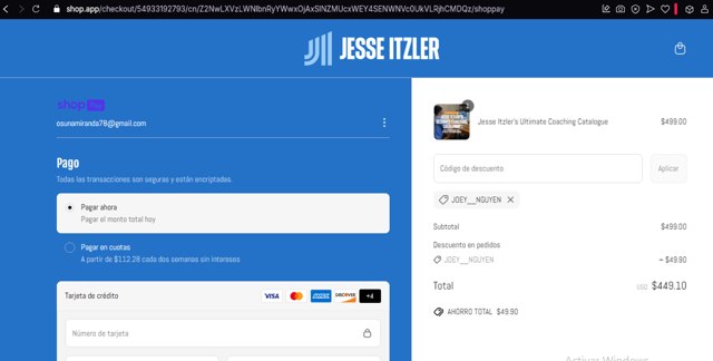 Jesse Itzler checkout page showing Jesse Itzler discount code box | Screenshot taken by SimplyCodes community member on Apr 28, 2025