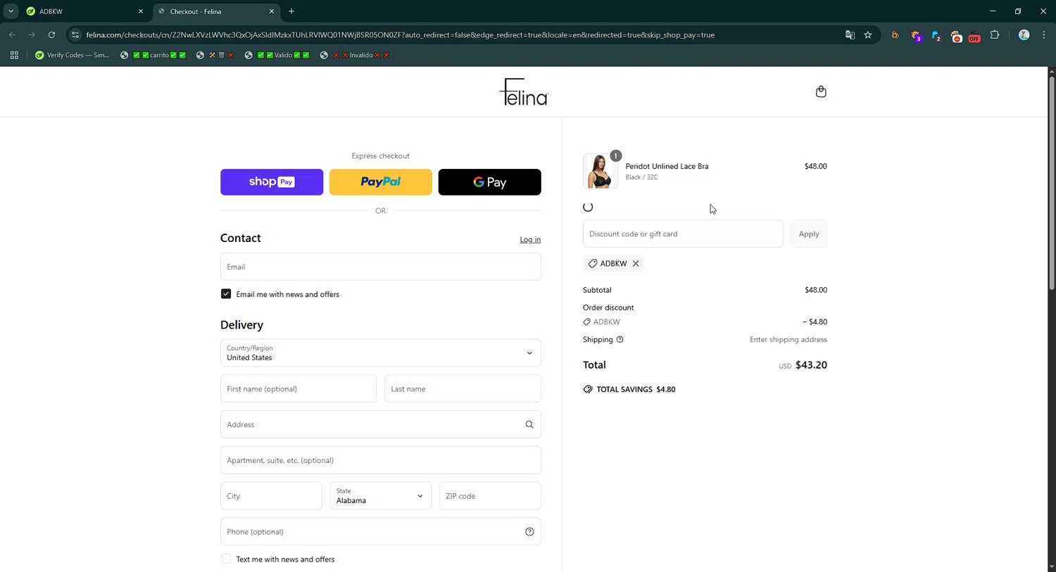 Jesse's Teahouse discount code screenshot showing code 5OFFokGVUuBN applied at Jesse's Teahouse checkout page. Uploaded by SimplyCodes community member FrugalShopper1585 on May 30, 2025