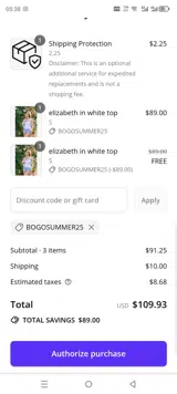 BOGOSUMMER25 coupon verification screenshot