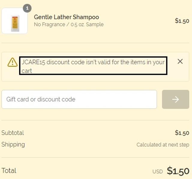 Jessicurl checkout page showing Jessicurl discount code box | Screenshot taken by SimplyCodes community member on Jan 10, 2021