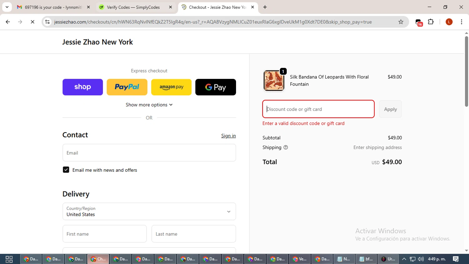 Jessie Zhao New York promo code screenshot showing code BLACKFRIDAY15 applied at Jessie Zhao New York checkout page. Uploaded by SimplyCodes community member BonusHero9692 on Dec 4, 2025