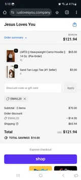 Jesus Loves You coupon verification screenshot