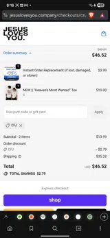 CFJ coupon verification screenshot
