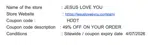Jesus Loves You coupon verification screenshot