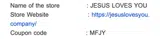 Jesus Loves You coupon verification screenshot