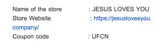 Jesus Loves You coupon verification screenshot