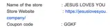Jesus Loves You coupon verification screenshot