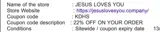 Jesus Loves You coupon verification screenshot