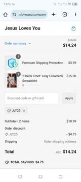 Jesus Loves You coupon verification screenshot
