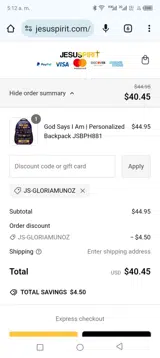 JS-GLORIAMUNOZ coupon verification screenshot