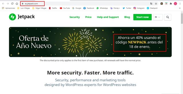 Jetpack checkout page showing Jetpack promo code box | Screenshot taken by SimplyCodes community member on Jan 15, 2021