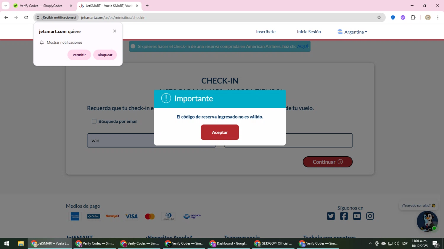 JetSMART promo code screenshot showing code HOLALIMA applied at JetSMART checkout page. Uploaded by SimplyCodes community member NobleScholar4826 on Dec 10, 2025