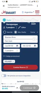 JetSMART coupon verification screenshot