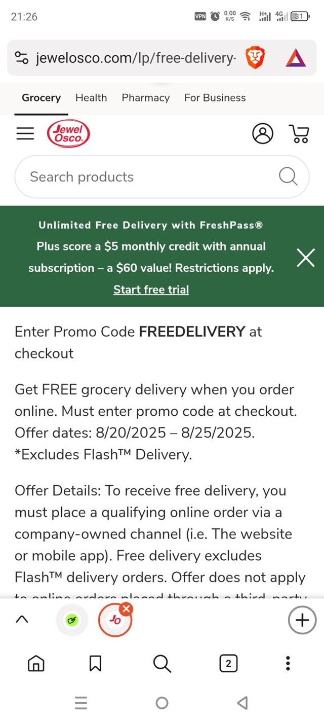 Jewel Osco checkout page showing Jewel Osco promo code box | Screenshot taken by SimplyCodes community member on Aug 23, 2025