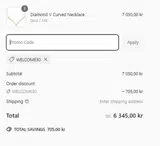 WELCOME30 coupon verification screenshot