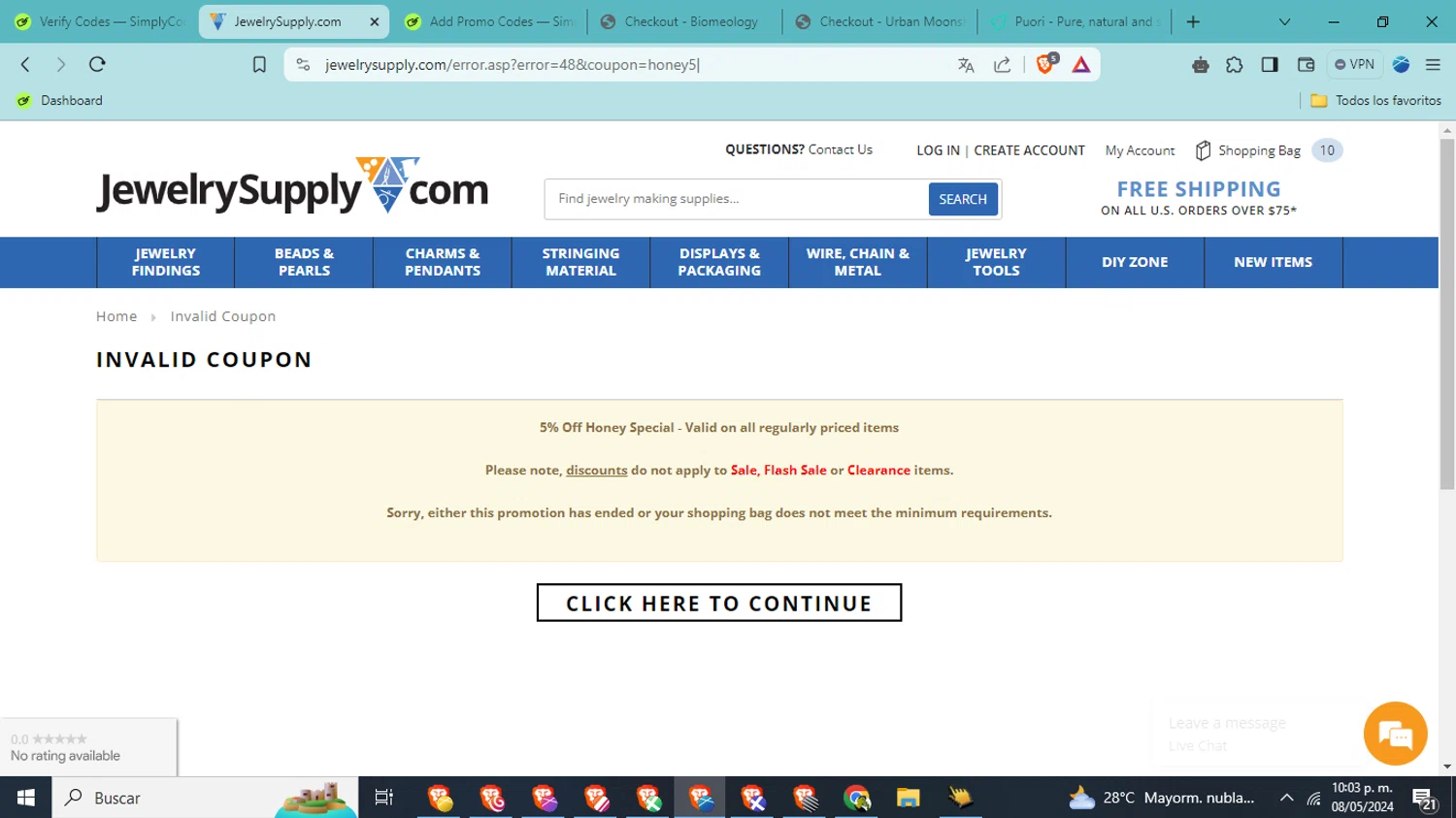 where to use Jewelry Supply promo code box