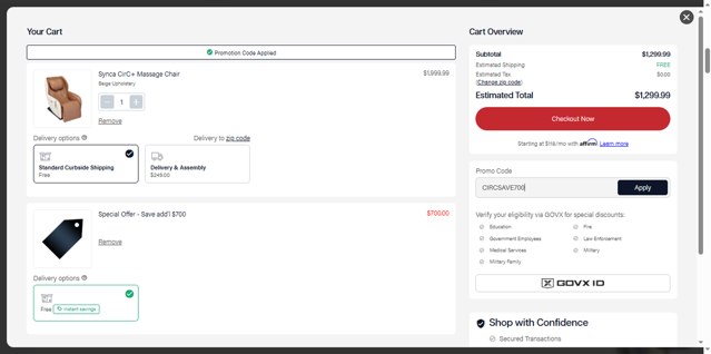 Johnson Fitness and Wellness checkout page showing Johnson Fitness and Wellness promo code box | Screenshot taken by SimplyCodes community member on Aug 28, 2025