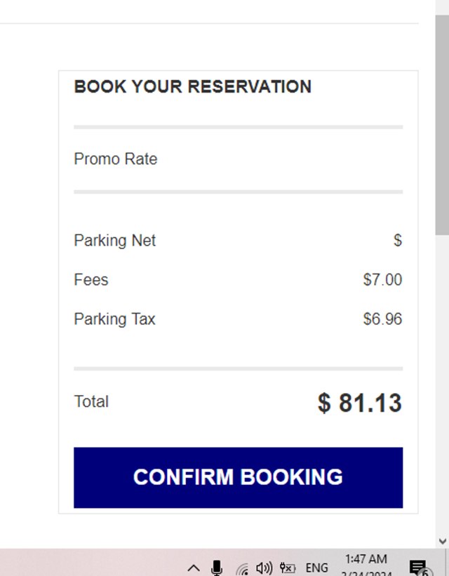 JFK Long Term Parking checkout page showing JFK Long Term Parking promo code box | Screenshot taken by SimplyCodes community member on Mar 24, 2024