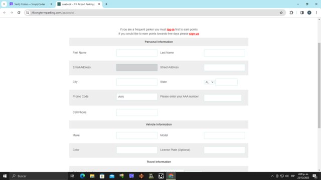 JFK Long Term Parking checkout page showing JFK Long Term Parking promo code box | Screenshot taken by SimplyCodes community member on Dec 23, 2023