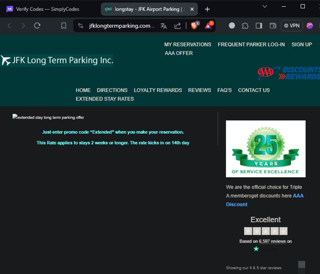 JFK Long Term Parking checkout page showing JFK Long Term Parking promo code box | Screenshot taken by SimplyCodes community member on Mar 26, 2024