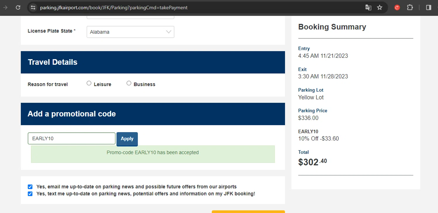 JFK Parking Promo Codes up to 15 Off October 2024