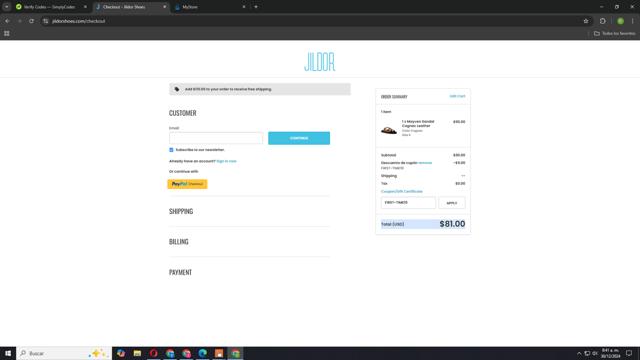 Jildor Shoes checkout page showing Jildor Shoes discount code box | Screenshot taken by SimplyCodes community member on Dec 30, 2024