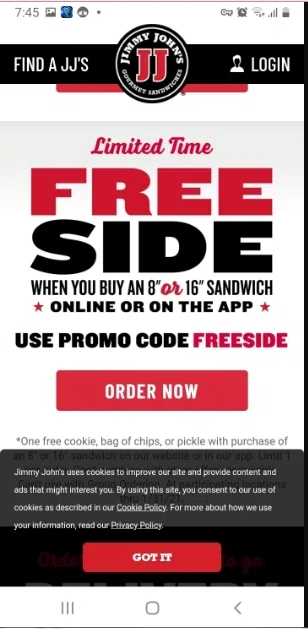 where to use Jimmy John's promo code box
