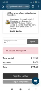 Jimmys Famous Seafood coupon verification screenshot