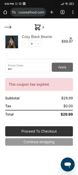Jimmys Famous Seafood coupon verification screenshot