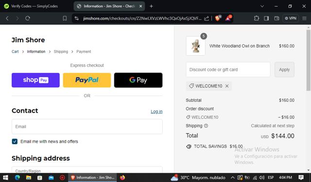 Jim Shore checkout page showing Jim Shore discount code box | Screenshot taken by SimplyCodes community member on Jul 13, 2024