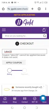Labor20 coupon verification screenshot