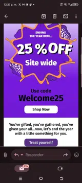 Welcome25 coupon verification screenshot