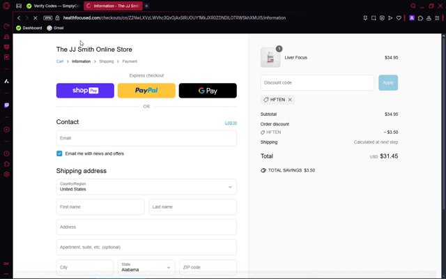 JJ Smith checkout page showing JJ Smith discount code box | Screenshot taken by SimplyCodes community member on May 9, 2025