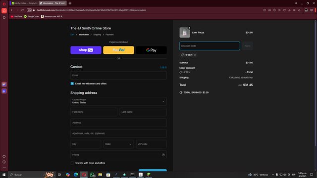 JJ Smith checkout page showing JJ Smith discount code box | Screenshot taken by SimplyCodes community member on Apr 4, 2025