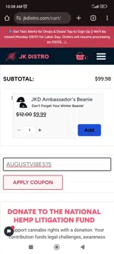 J & K Distribution Co. coupon verification screenshot