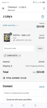 J Litty coupon verification screenshot