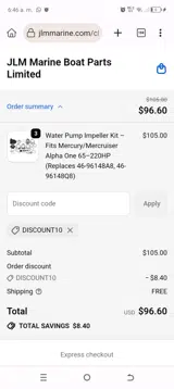 DISCOUNT10 coupon verification screenshot