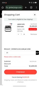 O1 coupon verification screenshot