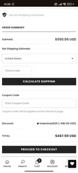 VALENTINE2025 coupon verification screenshot
