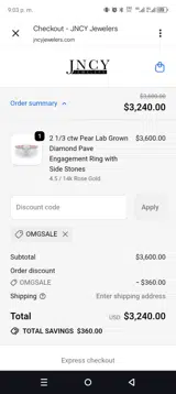 OMGSALE coupon verification screenshot