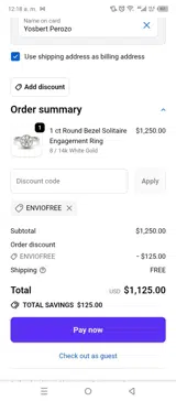 ENVIOFREE coupon verification screenshot