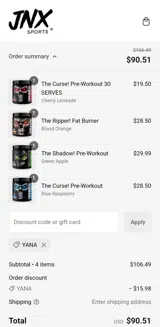 Yana coupon verification screenshot