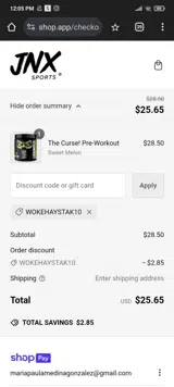 WOKEHAYSTAK10 coupon verification screenshot