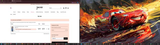 Joanie Clothing checkout page showing Joanie Clothing promo code box | Screenshot taken by SimplyCodes community member on Aug 27, 2025