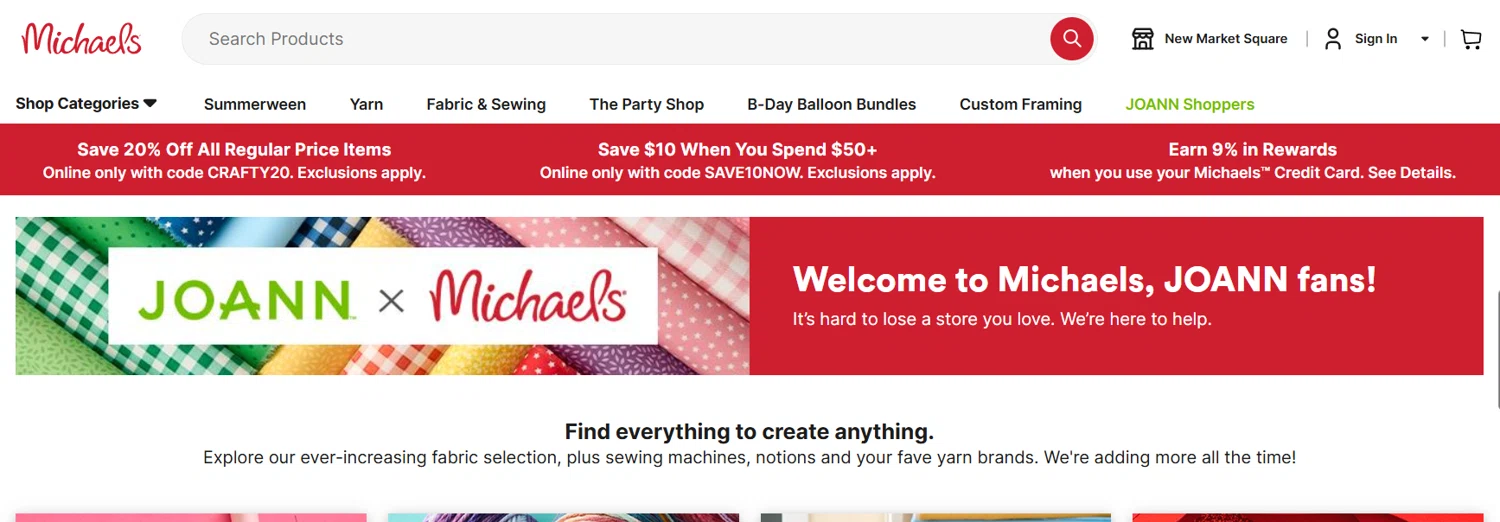 Joann Fabric coupon code screenshot showing code CRAFTY20 applied at Joann Fabric checkout page. Uploaded by SimplyCodes community member ______ on Jul 28, 2025