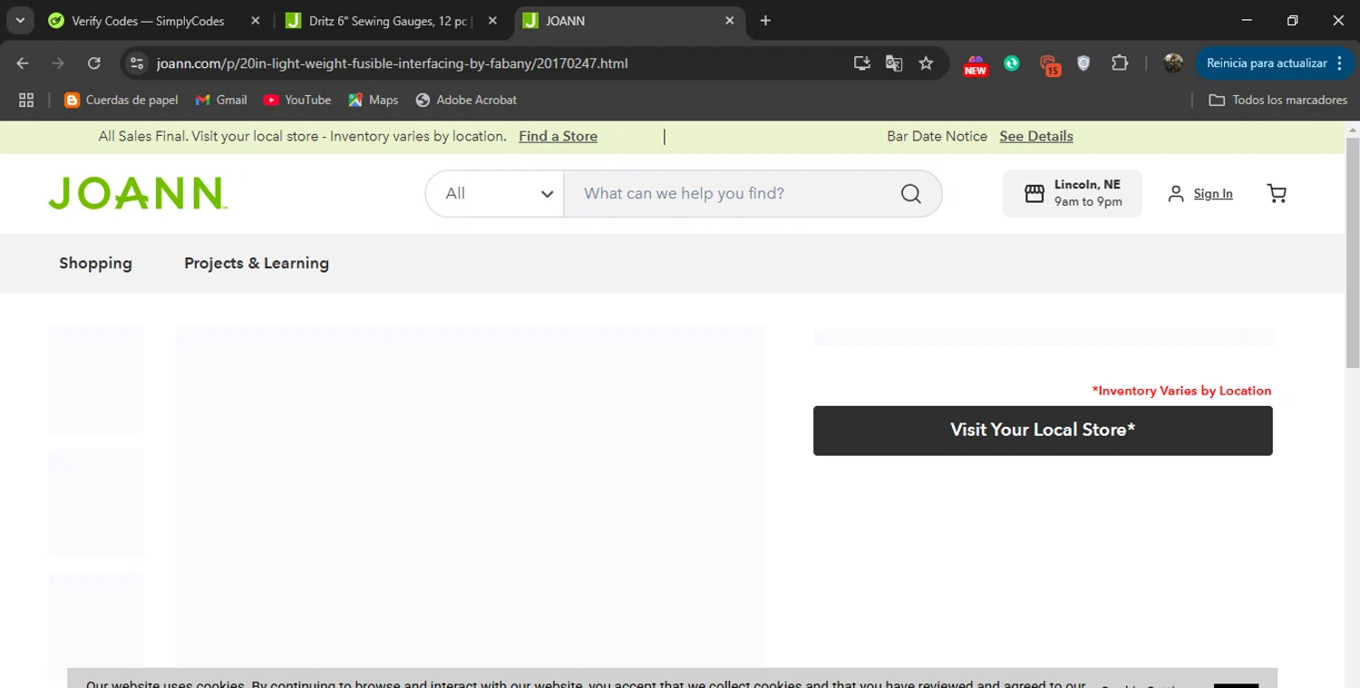 Joann Fabric coupon code screenshot showing code CANDY applied at Joann Fabric checkout page. Uploaded by SimplyCodes community member naimbethak on Mar 13, 2025