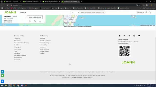 Joann Fabric checkout page showing Joann Fabric coupon code box | Screenshot taken by SimplyCodes community member on Mar 7, 2025